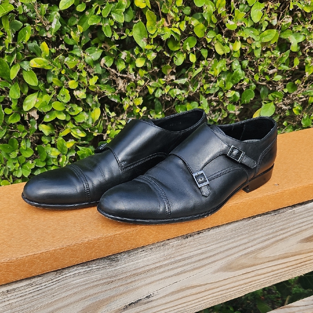 Men's Hugo Boss Leather Dress Shoes Size 10 Black w/black Hardware
